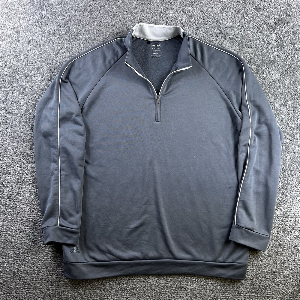 Adidas Golf Climalite Mens XL Gray Quarter Zip Pullover Sweatshirt RN 88387